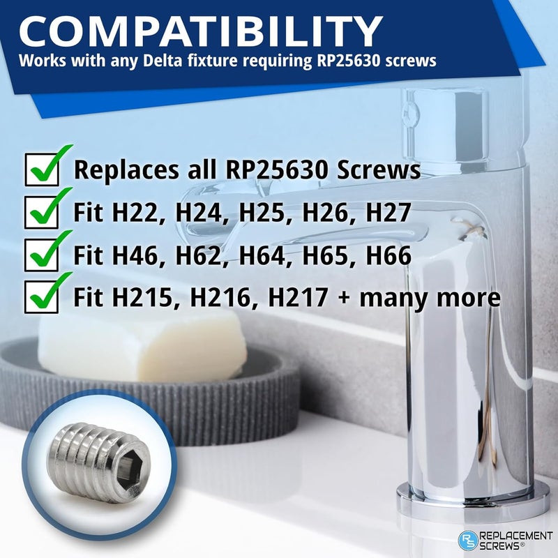 ReplacementScrews Set Screws Compatible with Delta RP25620 (Faucet Handle Assembly Screws) 1/4 inch Long Stainless Steel Precision Set Screws (Pack of 2) - Image 4